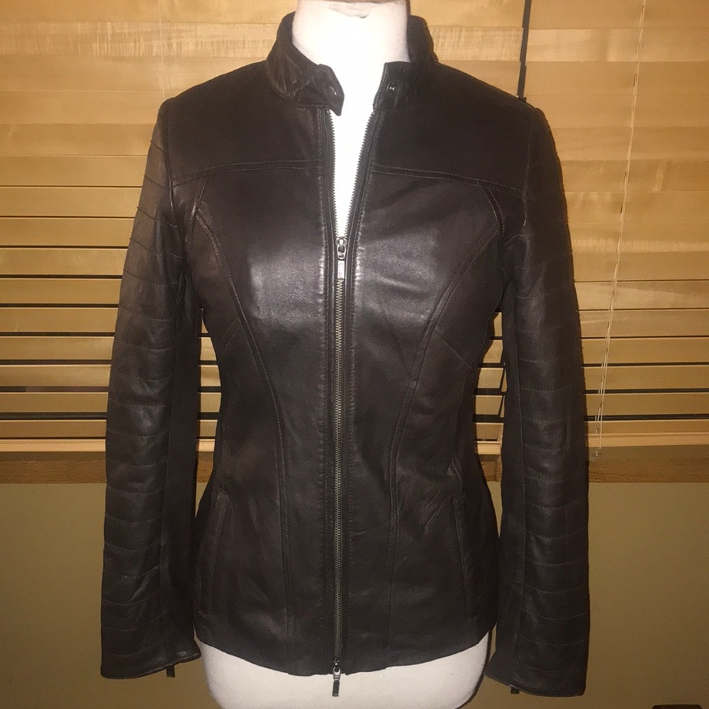 Danier Brown leather fitted jacket